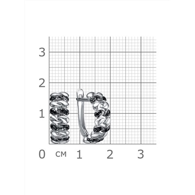 Серьги с фианитом родированные серебро 925*