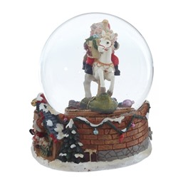 GAEM Фигурка декоративная "Дед Мороз на лошадке" в стекл шаре (ключ,муз), D 14 см, L15 W16 H18,5 см
