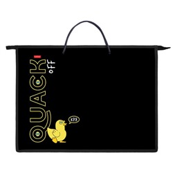 Папка для тетрадей А3 Quack Off пластик 1отд с ручками на молнии Hatber AMn_68099/15/Россия