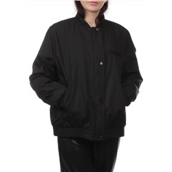 H24-608 BLACK Куртка бомбер демисезонная женская (100 гр. синтепон)