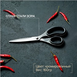 Ножницы кухонные Доляна «Профи», 23 см, чёрные