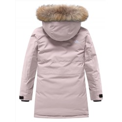 Парка зимняя подростковая для девочки с капюшоном и мехом розового цвета 9532R