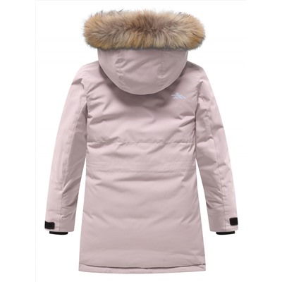 Парка зимняя подростковая для девочки с капюшоном и мехом розового цвета 9532R