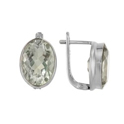 Серьги 'Лико' с зелёным аметистом, родий ИВСК31110Х14АЗ0R1