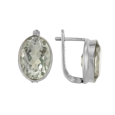 Серьги 'Лико' с зелёным аметистом, родий ИВСК31110Х14АЗ0R1