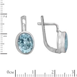 Серьги 'Светоч' родированные с голубым топазом ИВСК31108Х10ГТ0R1