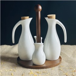 235-087 Набор солонок и бутылки для масла/уксуса 4пр. на подставке TROPICAL в под.уп.(х16)Фарфор