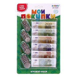 Игрушечный игровой набор «Мои покупки»: монеты, бумажные деньги (евро)