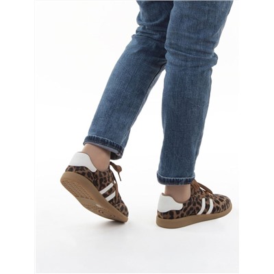 03-270-6PC LT. BROWN/LEOPARD Кеды женские (натуральная кожа)