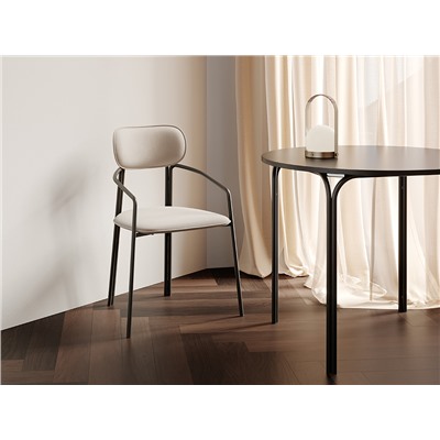 Стул Ror, Round, велюр, черный/бежевый