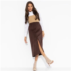 Юбка из замши с разрезом, Откровенно шикарная (шоколадный мусс)