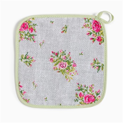 Набор кухонный Доляна Roses on linen: варежка-прихватка 20х27 см, прихватка 19х19 см, 100% хл