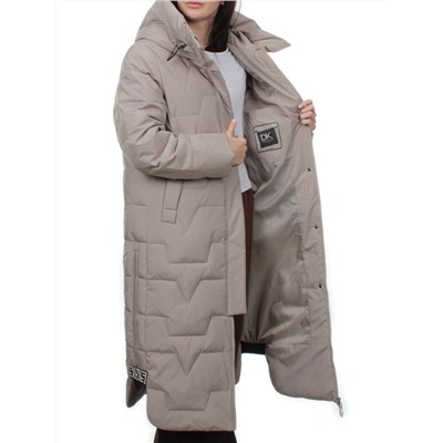 H268 GRAY BEIGE Пальто зимнее женское (170 гр. холлофайбер)