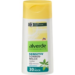 alverde NATURKOSMETIK чувствительный Молочко для загара Масло жожоба LSF 30, 200 мл
