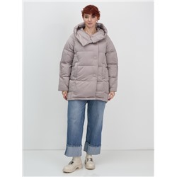 Куртка зимняя женская с капюшоном модная светло-коричневого цвета 7651SK