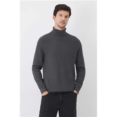 Sweter bawełniany męski z fakturą  kolor szary