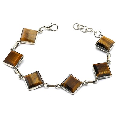 Браслет тигровый глаз "Ромб", 19 см.