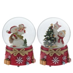 GAEM Фигурка декор в стекл шаре "Снеговики" (муз с ключ), D10 см, L10 W10 H12,5 см, 2в.