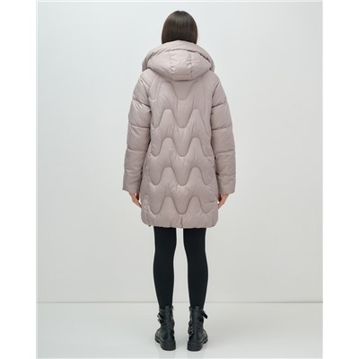 Куртка зимняя женская с капюшоном модная светло-коричневого цвета 7653SK