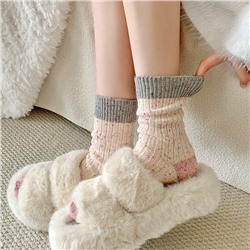 Demi-season socks, South Korean goods, velvet warm woolen cashmere, mid-length