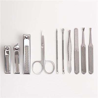 УЦЕНКА Набор маникюрный, 10 предметов, в футляре, коричневый