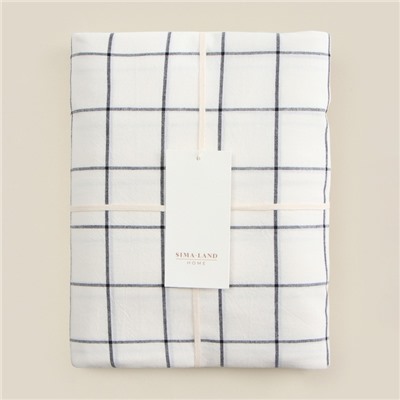 Простыня на резинке SL Home Cotton 140*200+30 см, цв.белый/серый, 100% жатый хлопок