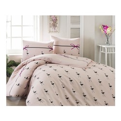 2 сп. Евро Комплект Постельного Белья Çift Kişilik Flamingo Pudra