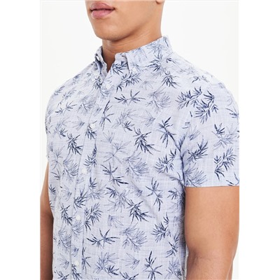 Short Sleeve Leaf Print Shirt