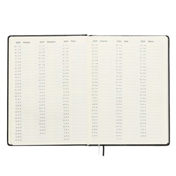 Еженедельник датированный 2024 года, A4, 64 листа, deVENTE.Wild, твёрдая обложка из искусственной кожи с поролоном, ляссе, кремовый блок 70 г/м2, чёрный