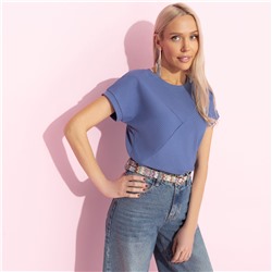 Футболка из фактурного трикотажа, Искусство строить глазки (синий)