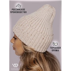 Шапка с пайетками флис (хлопок, шелк)