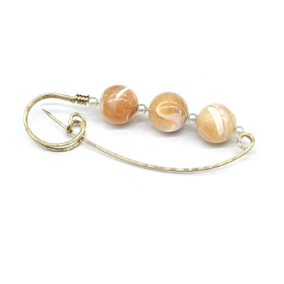 Брошь-булавка от сглаза с перламутром 58*20мм.