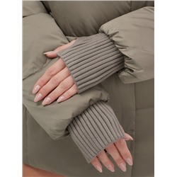 Куртка зимняя женская с мехом и капюшоном тренд коричневого цвета 7658K