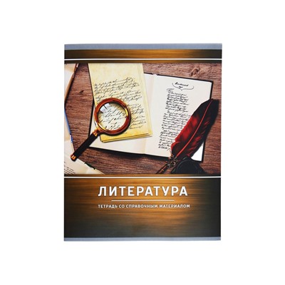 Тетрадь предметная 48 листов в линейку Calligrata, «Металл. Литература», обложка мелованный картон, серые листы
