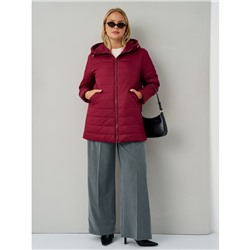 Утепленная женская куртка с капюшоном бордо