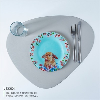 Тарелка стеклянная Доляна «Кролик», d=20 см