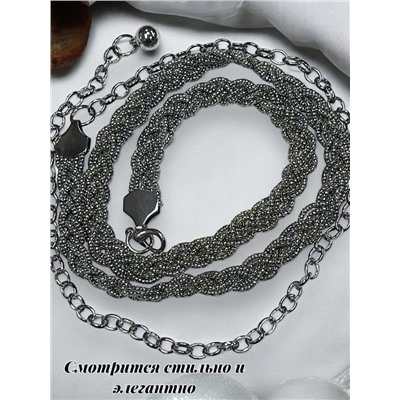 Пояс женский цепочка  универсальный цвет черненное серебро модель 1