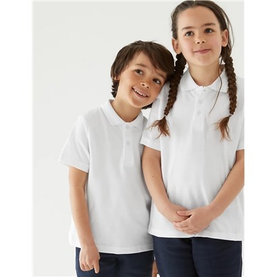 3pk Unisex Pure Cotton School Polo Shirts (2-16 Yrs)