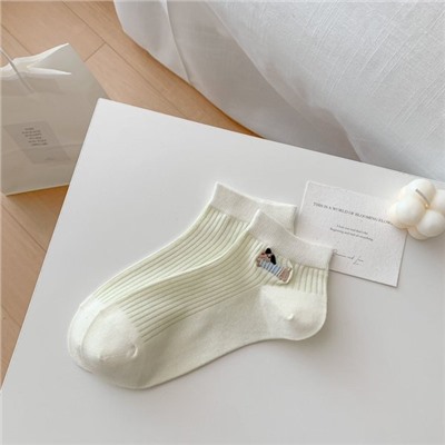 Cotton summer thin breathable cartoon knee socks, internet celebrity, Korean style, with embroidery