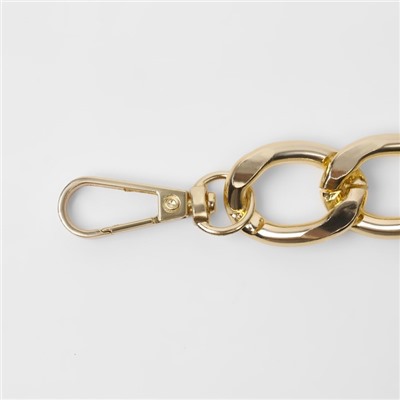 Цепочка для сумки, с карабинами, металлическая, плоская, 29×19 мм, 30 см, цвет золотой