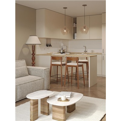 Столик приставной Torhill, 38x35 см, бежевый/мрамор