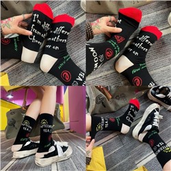 Genuine design cotton knee socks for men and women, mid-length, internet celebrity