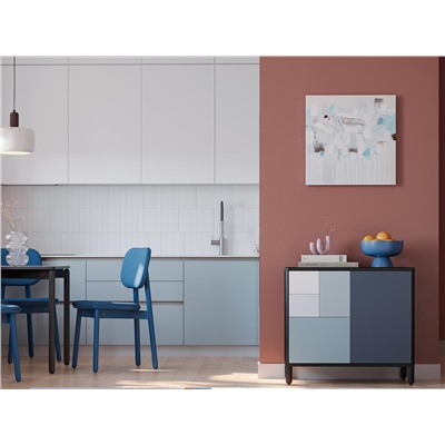 Стул с обивкой Saga, рогожка, синий