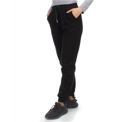 HC-205-1 BLACK Брюки спортивные женские (95% хлопок, 5% спандекс)