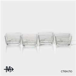 Менажница Magistro «Званый прием», 4 секции, 250 мл, 21.5×19×6 см, стекло, прозрачная, золотистая