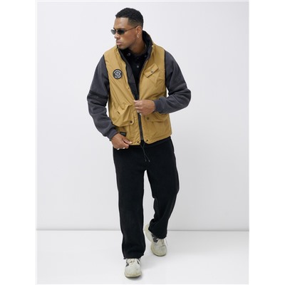 Жилет мужской утепленный спортивный горчичного цвета 15323G