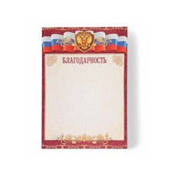Благодарность «Символика РФ» бордовая рамка, бумага, А4