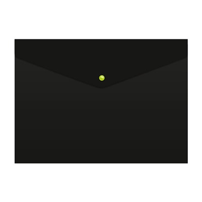 Папка-конверт на кнопке А4, 180 мкм, Calligrata No Secret, непрозрачная, черная, микс цветные кнопки