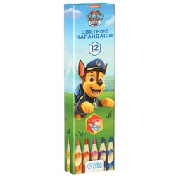 Цветные карандаши, 12 цветов, трехгранные, «Щенячий патруль»