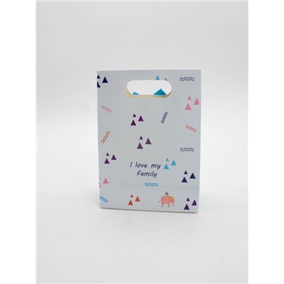 Пакет подарочный (XS) "Colorful triangles", blue (12x6x16)